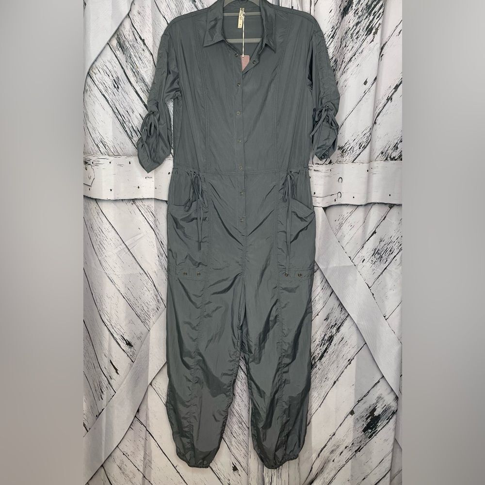 XCVI Charcoal Gray Jumpsuit Snap Front Parachute S